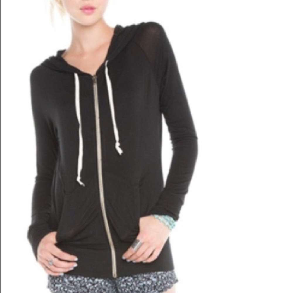 Brandy Melville Julia Black Zip-Up Hoodie
